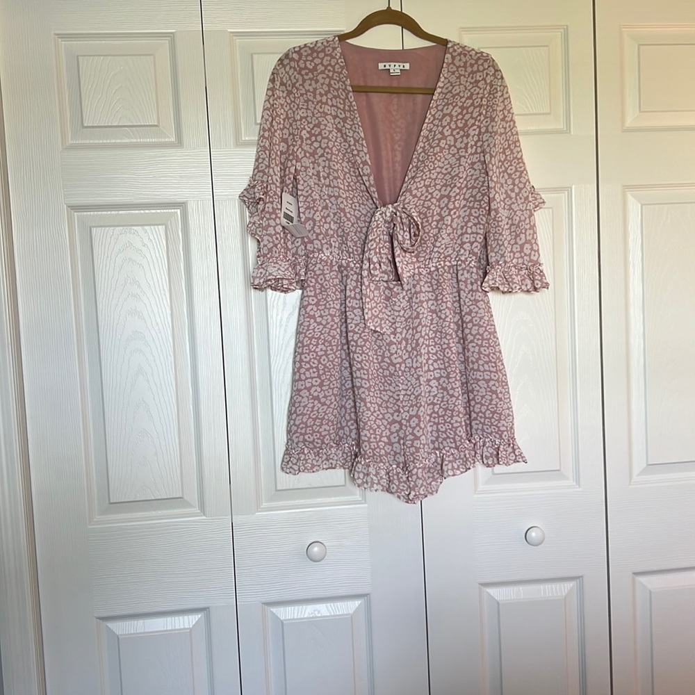 HYFVE Pink Floral Tie-Front Romper
